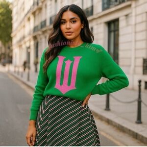 Target Green and Pink Crew Neck Sweater